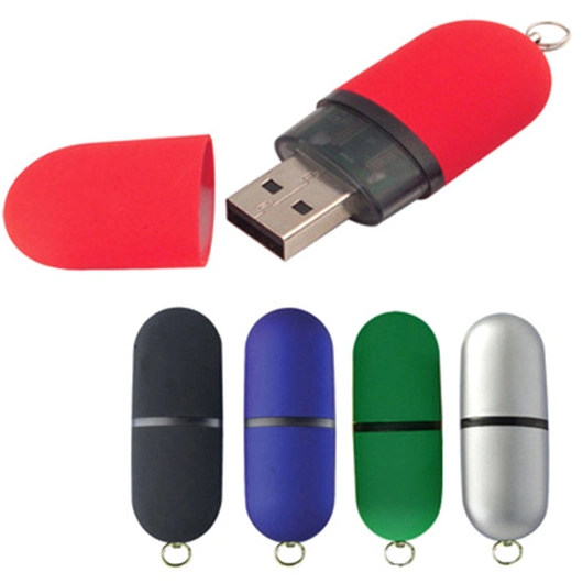 Unidade Flash USB de forma oval com corda, promocional de dispositivo USB