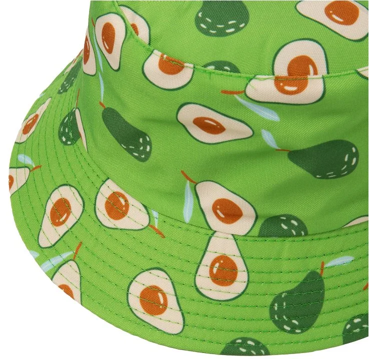 Été Loisirs en plein air Fisherman Hat Cartoon fruits Print visière pour enfant Seau