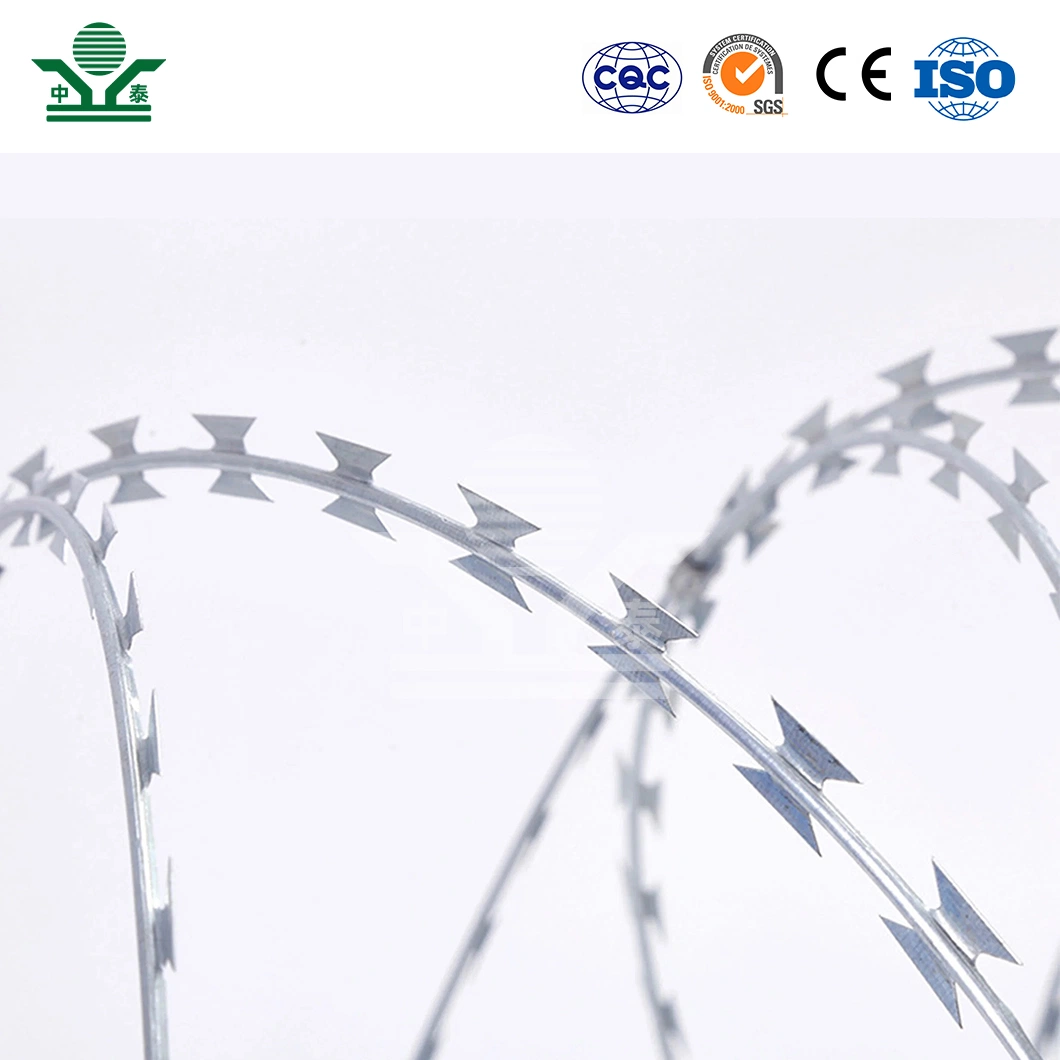 Zhongtai Barbed Wire China Manufacturing 300mm Coil Diameter Y Shaped Fence with Barbed Wire