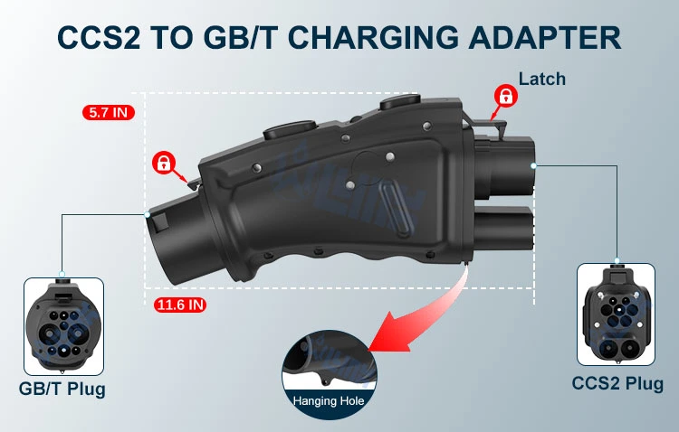 Conector de carregamento de EV de 1000 kw e 200 a CC CCS2 para adaptador GBT Carregador