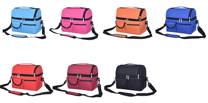 Portable Double Layer Storage Insulation Lunch Bag Messenger Cooler Bag for Food Cooler Tote Bag