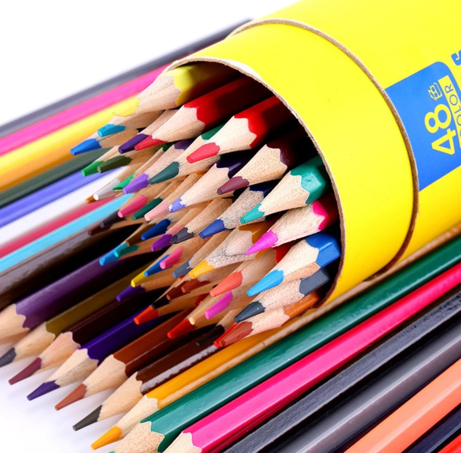 Custom Mulitcolor Logo Painting Water Based Colored Wooden Pencil Set