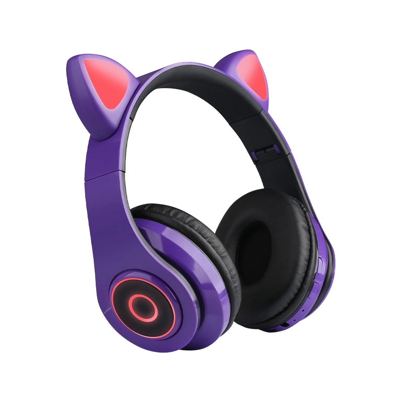 Auriculares estéreo inalámbricos Cat Ear LED Light Bt 5,0 Auricular Venta en caliente Cute Luminous Heavy Bass Bt 5,0 auricular