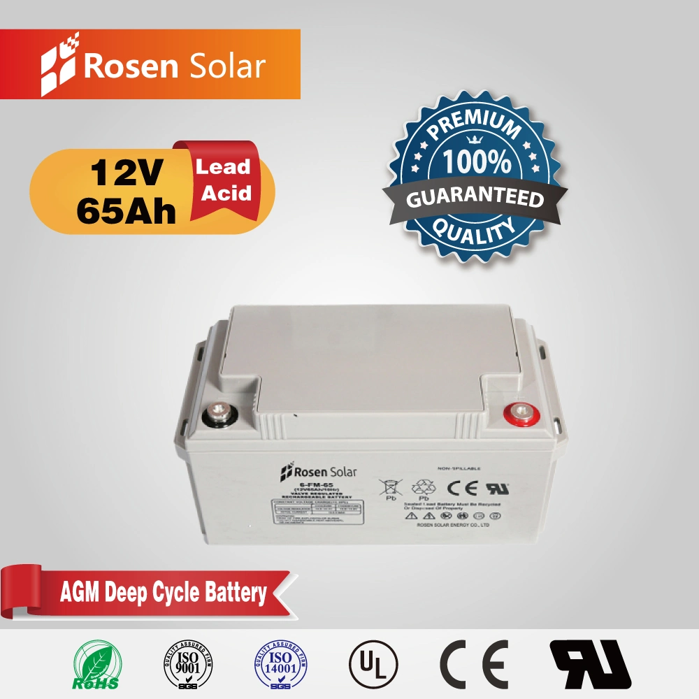 Recargable de alta calidad baterías selladas de plomo ácido 12V 65Ah ah 10hr -200160Ah batería solar AGM Gel para UPS