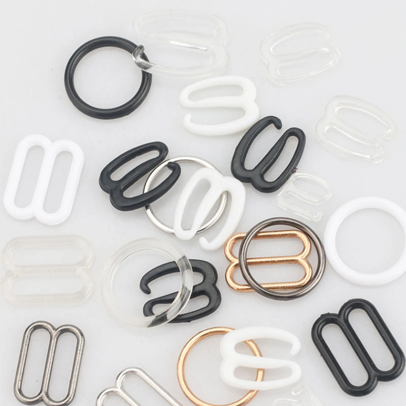 Best Price 12mm Transparent Bra Plastic Clear Ring Slider and Hook Underwear Accessories