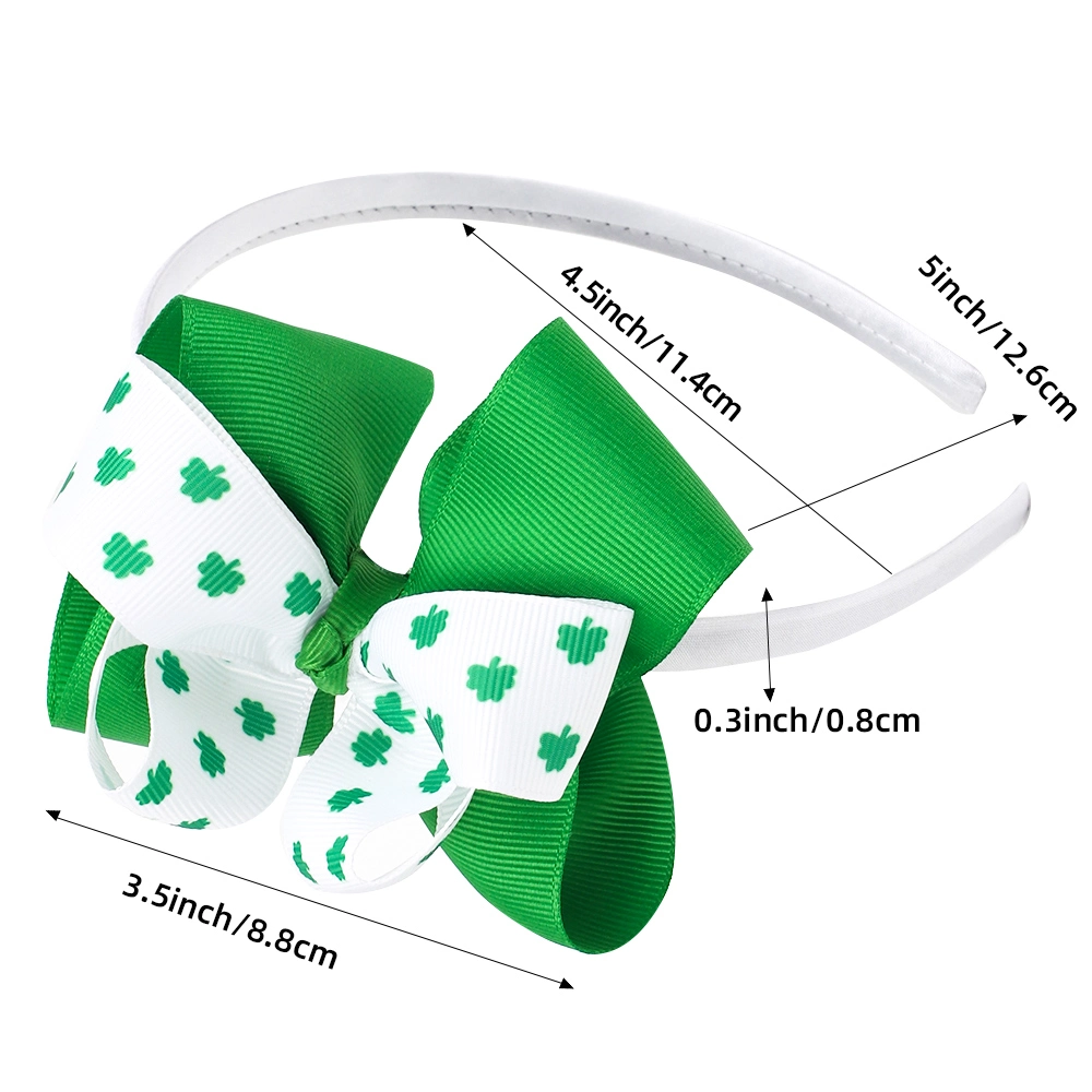 Saint Patrick Headband Ireland Clover Green Bow Cartoon Hat Girls Kids Sequin St. Patrick &prime; S Day Hairband Party Hair Accessories