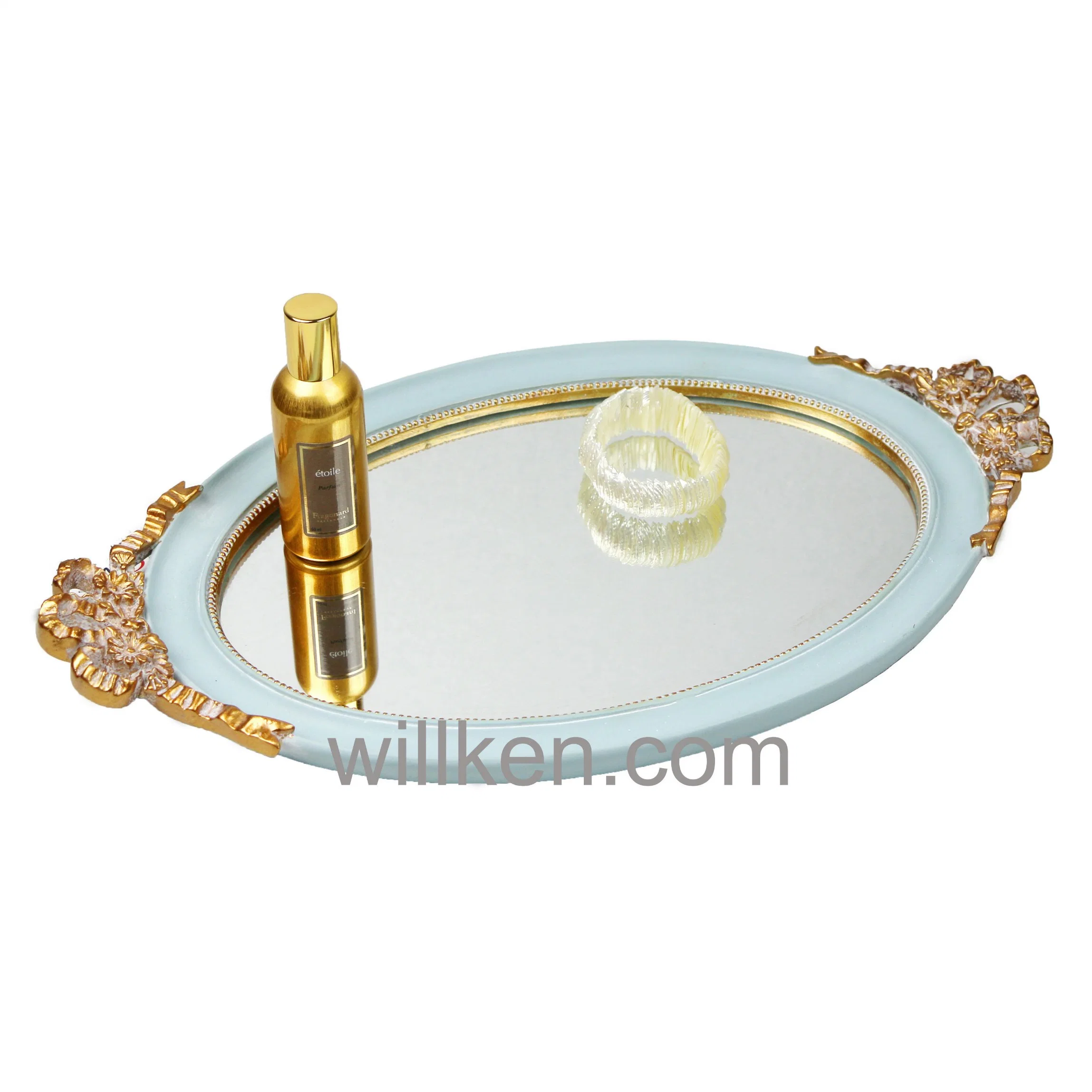 New Polyresin Oval Mirror Tray Desktop Decoration