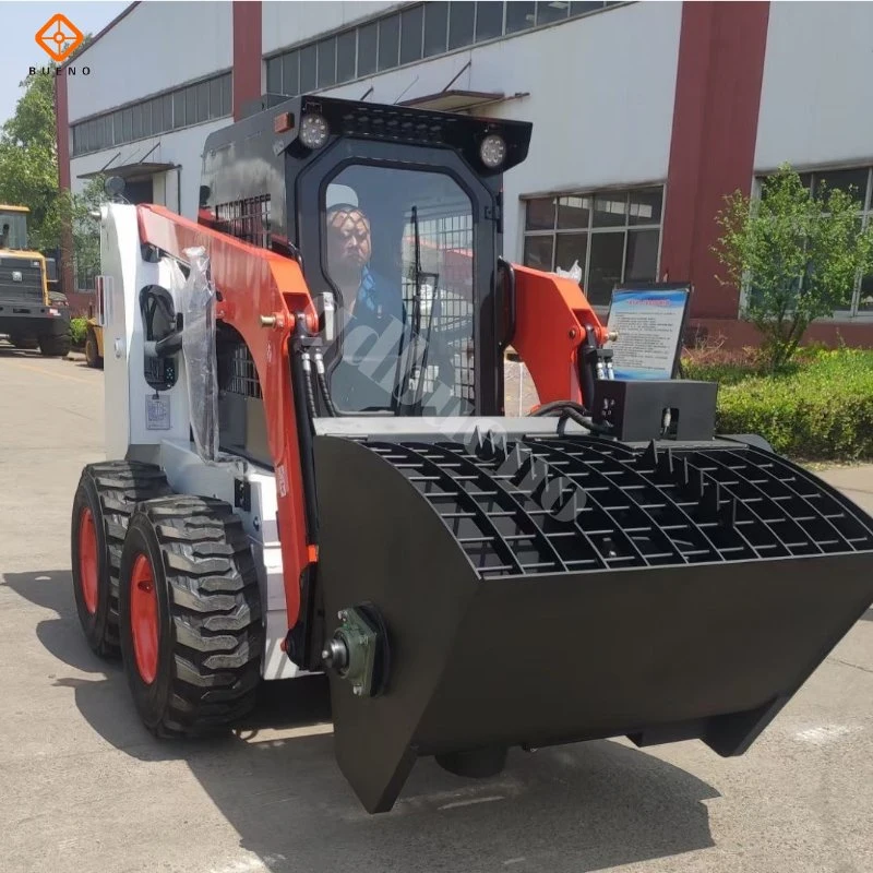 Bueno New Mini 50HP 65HP 75HP 85HP 100HP 500kg-1200kg Skid Steer Loader Micro Wheel Steer Skid Loader with Attachment Parts