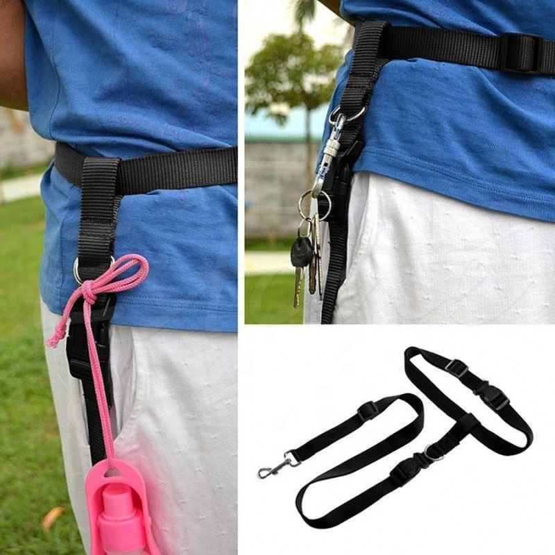 Adjustable Hands Free Leash Dog Pet Lead Waist Belt for Jogging Walking Running Black B0723cfqcq All Seasons Nylon, Nylon/Pet Toy