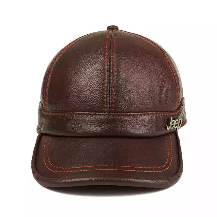 H600 All-Match Leather Hat Jeune étudiant extérieur décontracté cow-hide Chapeaux Casquette de baseball pour adulte en cuir véritable