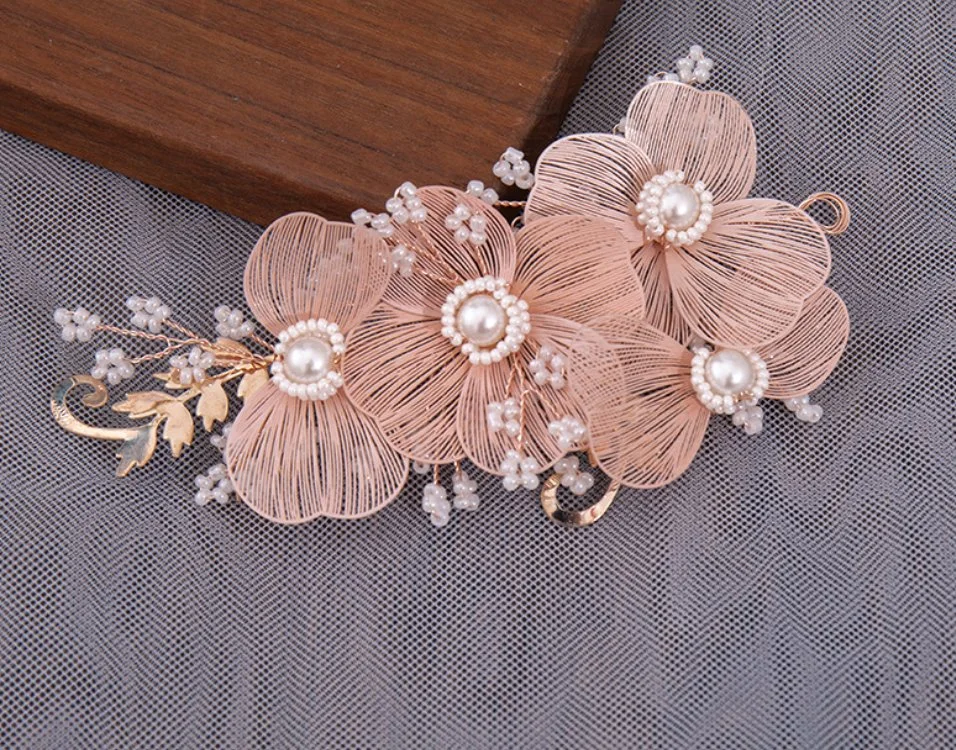 Bridal Wedding Brass Flower Hair Vine Headpiece. Bridal Hair Brass Flower Hair Comb Hair Vine Hair Accessories