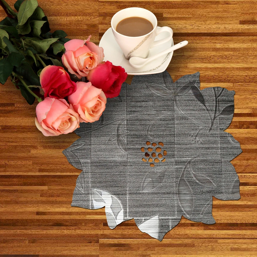 Kitchen Dining Table Tableware Place Mats Oil-Proof Heat Resistant Wipeable Grey Waterproof Washable Vinyl Woven PVC Placemat