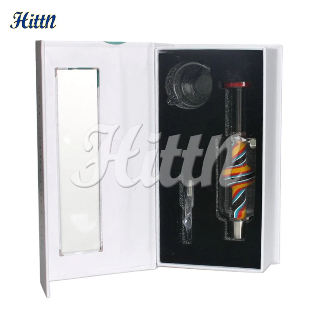 Gift Box Packing Wholesale/Supplier Freezable Glycerin DAB Straw Hand Pipe Titanium Nail Smoking Set Glass Nectar Collector