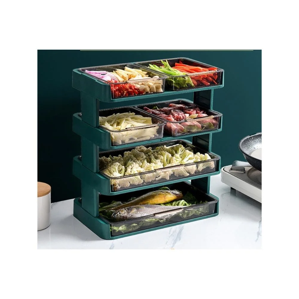 Multi-Layer Side Dish Rack, Multi-Function Dish Preparation Tray Kitchen Household Dish Storage Rack Hot Pot Dish Tray Ci22770