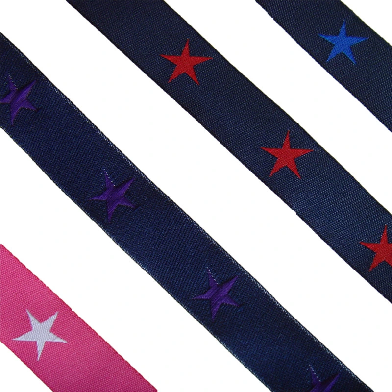 High quality/High cost performance Blue Star Polyester Woven Jacquard Webbing Tape Ribbon for Clothing Bags Decoration