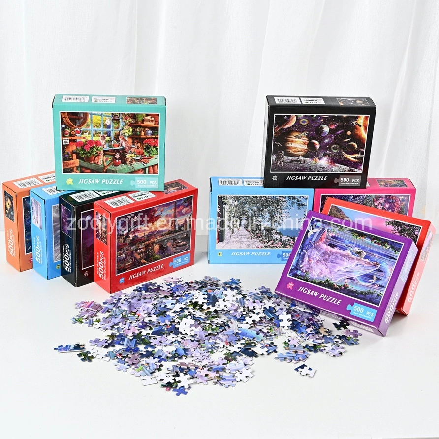 Puzzle personalizado de la fábrica de papel de adulto Jigsaw Puzzle Top Ventas de 500 piezas de rompecabezas de piso de Papel juego de rompecabezas para niños