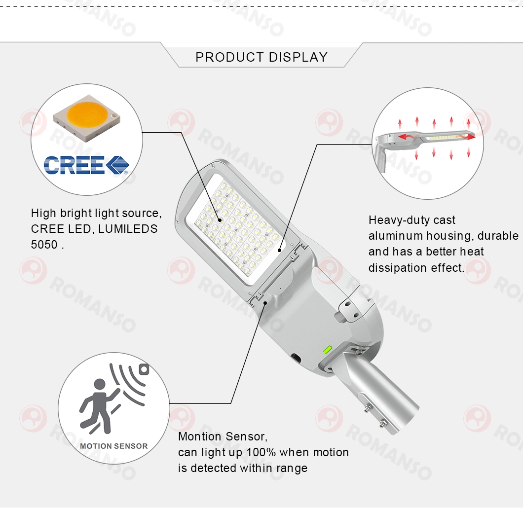 Garden Street Lamp OEM Base LED Light 100W 150W SMD Commercial LED Street Lights with Sensor