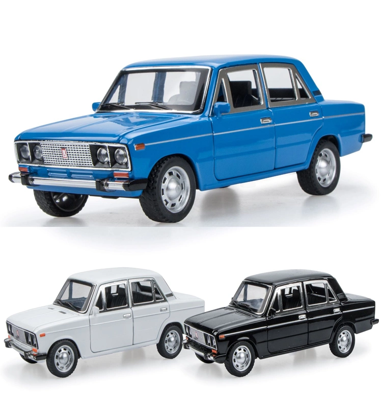 QS Educational Children Promotional Gift Pull Back Simulation Alloy Metal Model Car Toys 1/24 Lada Model Russia Car Diecast Metal Car Toy with Light Music