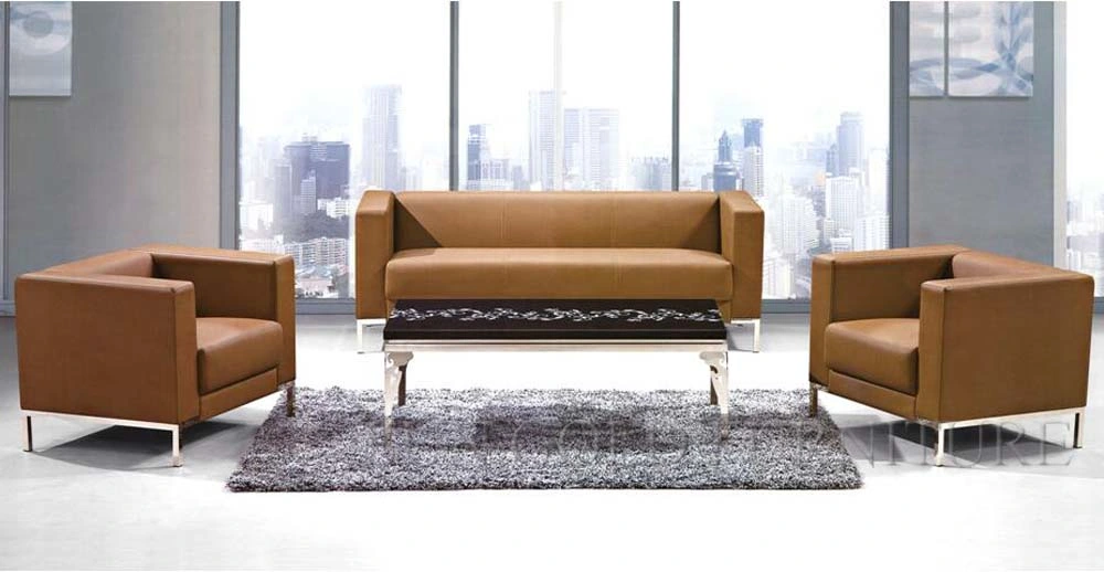 Hot Sell Modern Foshan Leather 1+1+3 Genenie Italian Leather Office Sofa Set