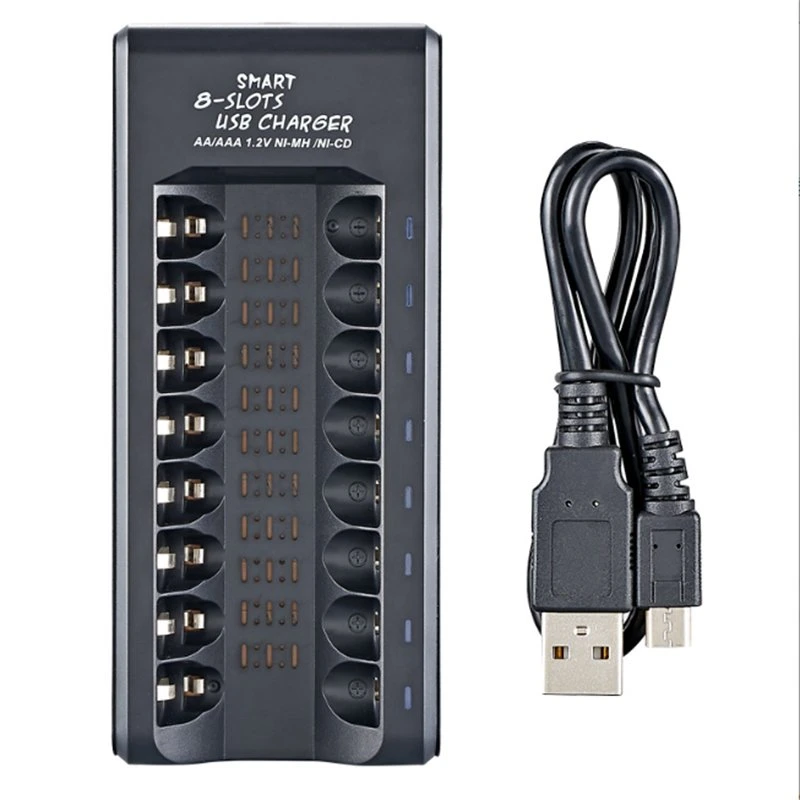 Smart 8-Slot USB Charger 1.2V NiMH 5th 7th Rechargeable Battery