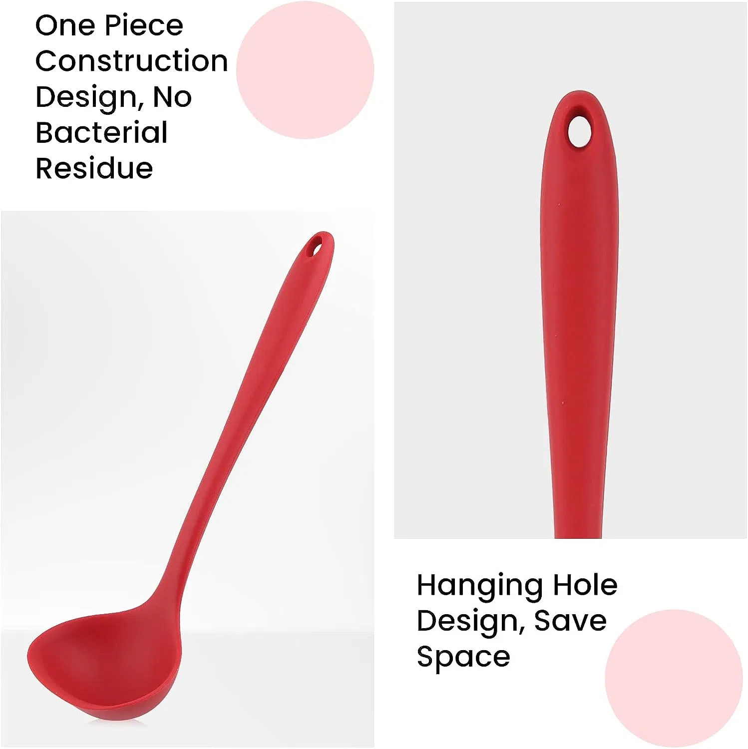 Silicone Ladle Soup Spoon Seamless Spoon Heat Resistant Non-Stick Scrapers Tableware Ladling Soup Tool for Home Kitchen Cooking