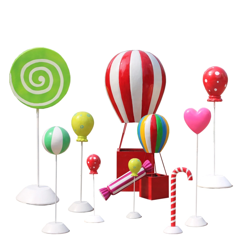 Colorful Hot Air Balloon Fiberglass Sculpture Resin Crafts for Activitives Exhibition Props Display