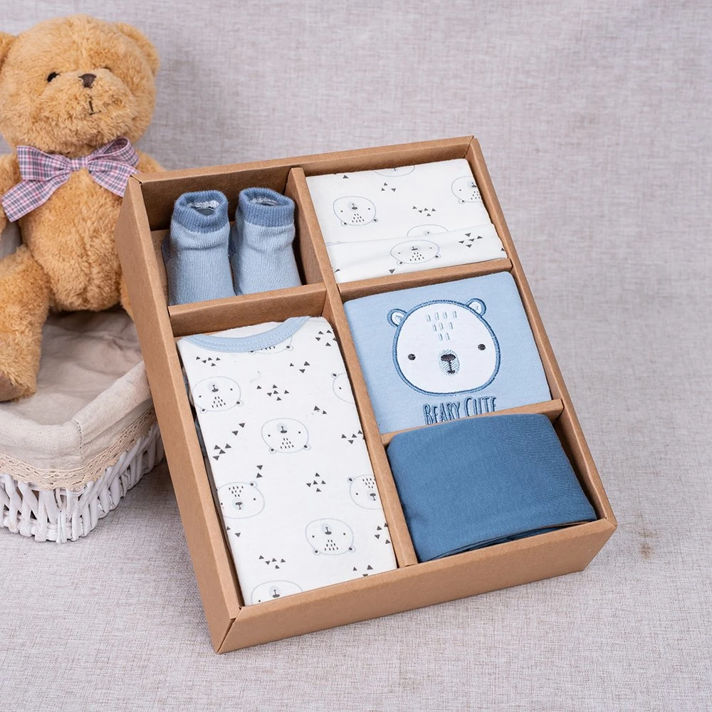 Hersteller Baby Lätzchen Bodysuit Hosen Mütze Socken 5pcs New Born Geschenkset Für Babys