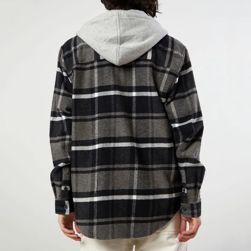 Wholesale/Supplier Plaid Flannel Shirt Hoody Shirt Custom Cotton Plaid Flannel Shirt Oversized for Men