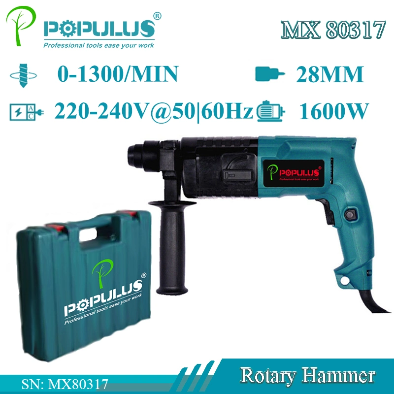 Populus New Arrival Industrial Quality Rotary Hammer Power Tools 1600W/28mm Electric Hammer for Australian Market