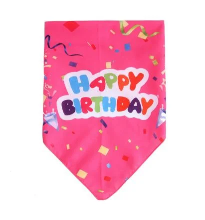 Happy Birthday with Triangular Bandanas Bandana Pink Scarf Pet Product Puppy Kitten Teddy Chihuahua Neckerchief Dogs Accessories Gift