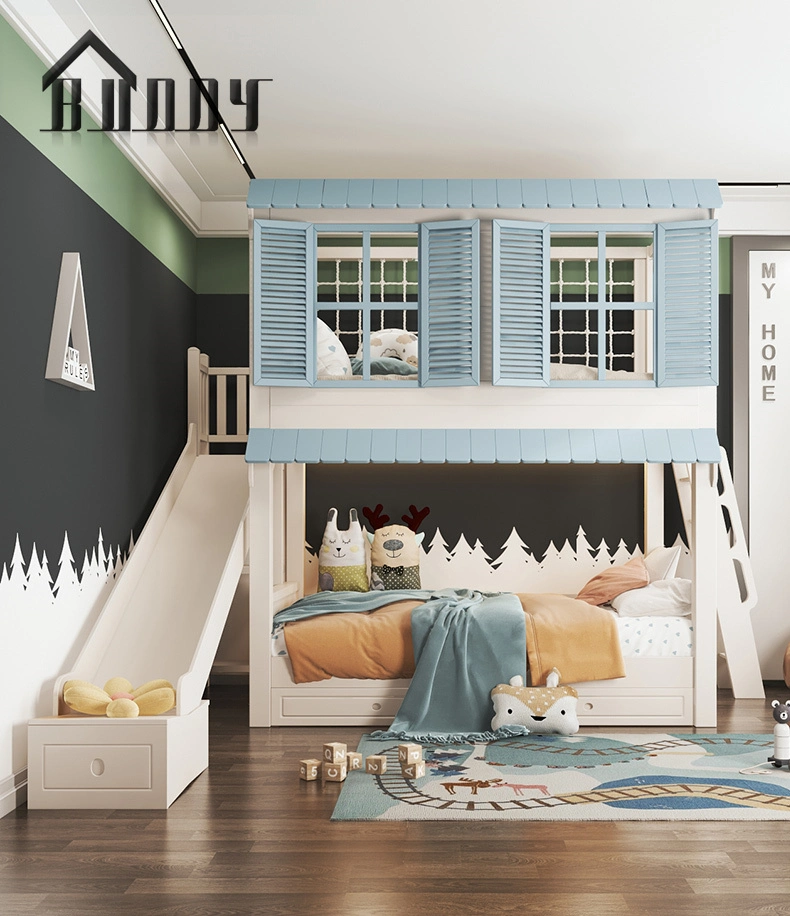 Quarto de cama para vender+Kids Mobiliário de quarto+Cama Loft com a escada para Boy