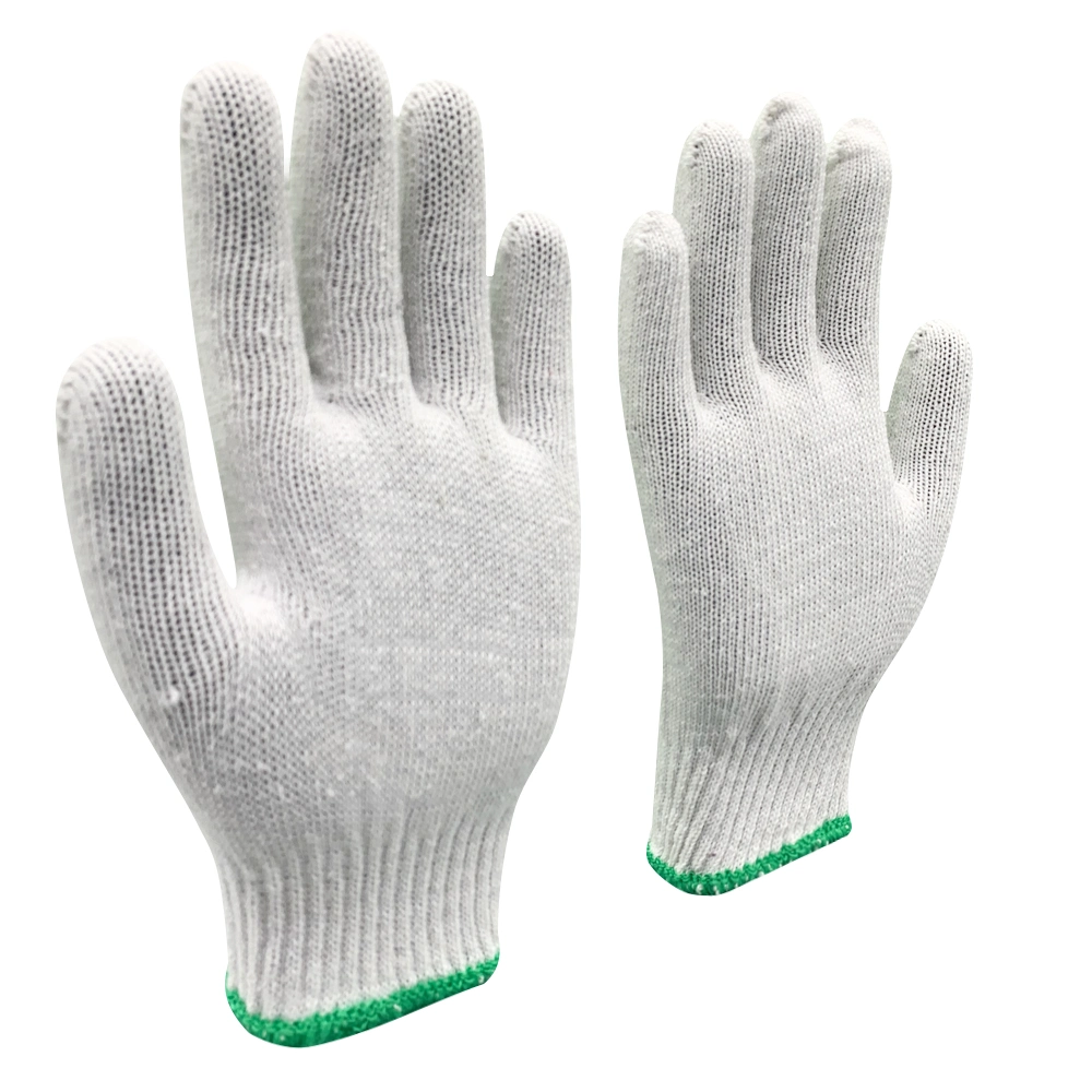 China Wholesale/Supplier Well Made Green Edge Safety Work Cotton Knitted Gloves