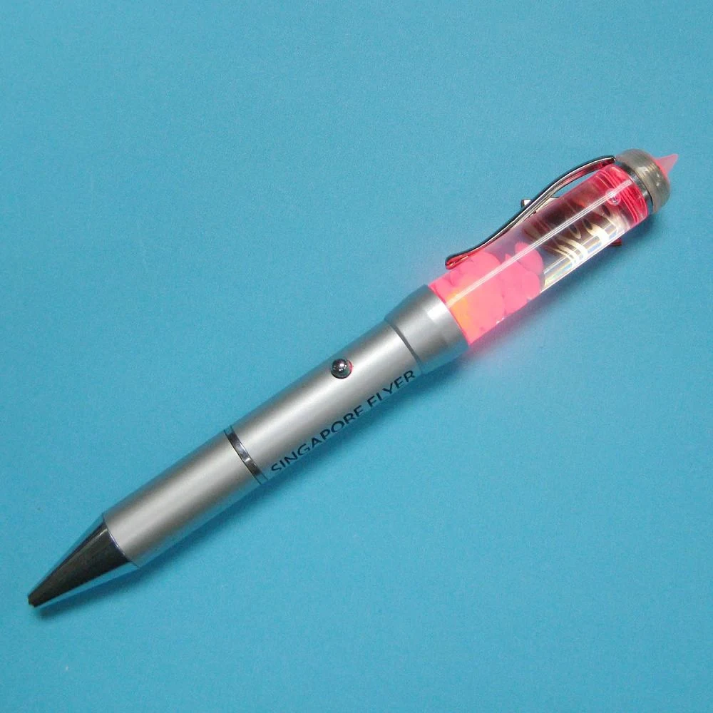 Factory Direct Supply LED Light-up 3D Floater Aqua Pen Full Metal Promotional Liquid Pen