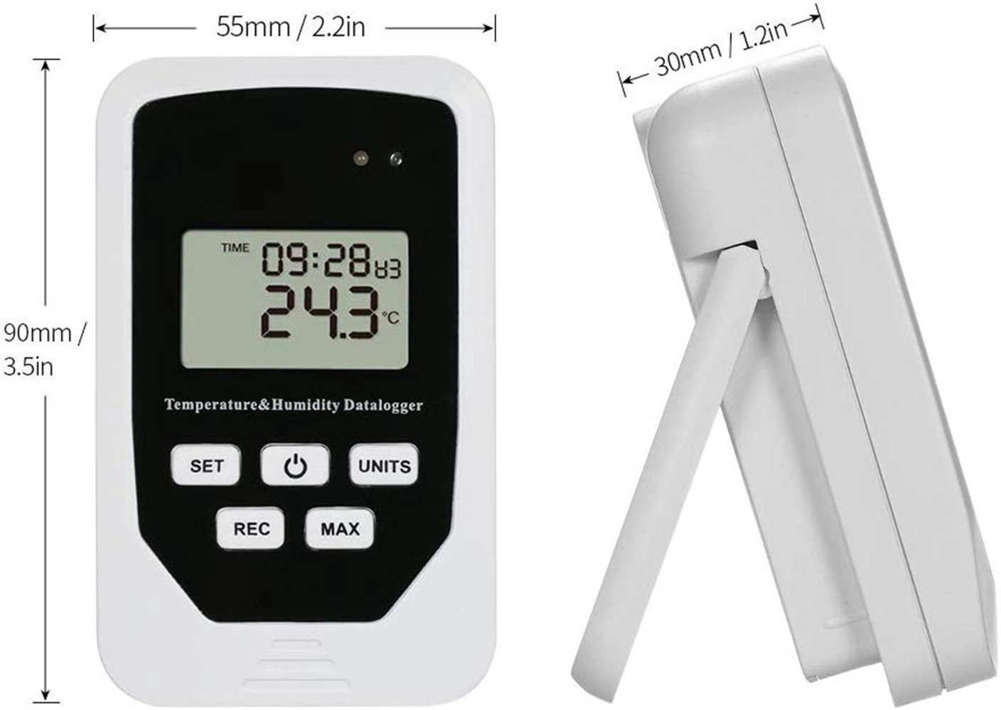 Monitor digital de diseño de sobremesa y pared para interiores y exteriores Sensor LCD temperatura Termómetro humedad con cable USB Esg12913