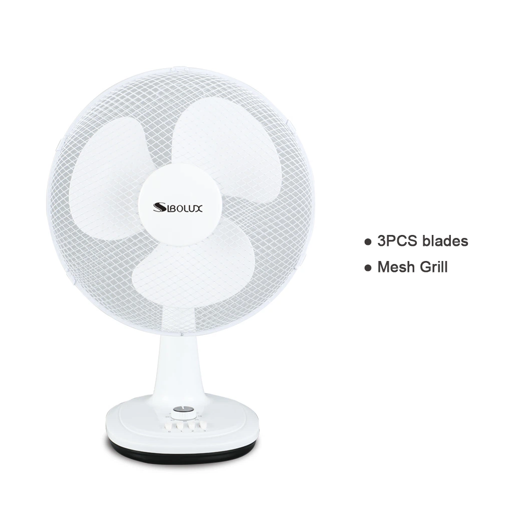 Factory Price 12 Inch Table Fan Strong Airflow Lower Noise Plastic Desk Fan with 1 Hour Timer