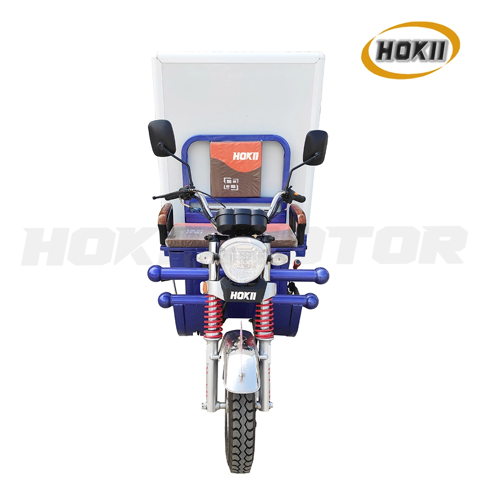 China Good Quality Hokii Motor Manufacturer Popular Model Hot Sale Gasoline Engine Mopeds Disabled Van Tricycle for Cargo Use