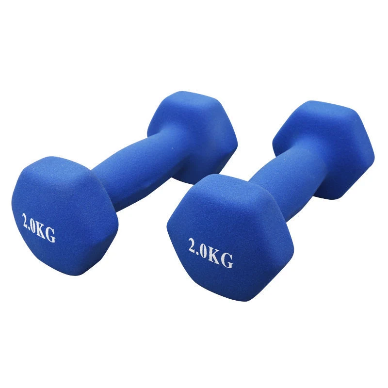 China Customizable High quality/High cost performance  Gym Equipment Fitness Training Neoprene Dumbbell Vinyl Dipping Rubber Coated Color Hex Power Lifting Sport Dumbbell