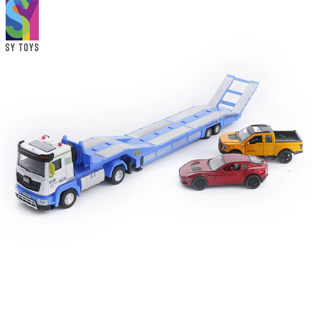 Sy Brinquedos China Grosso Caminhão fundido brinquedo para venda em liga de roda o equipamento de construção transportadora fundido do reboque Toy Cars