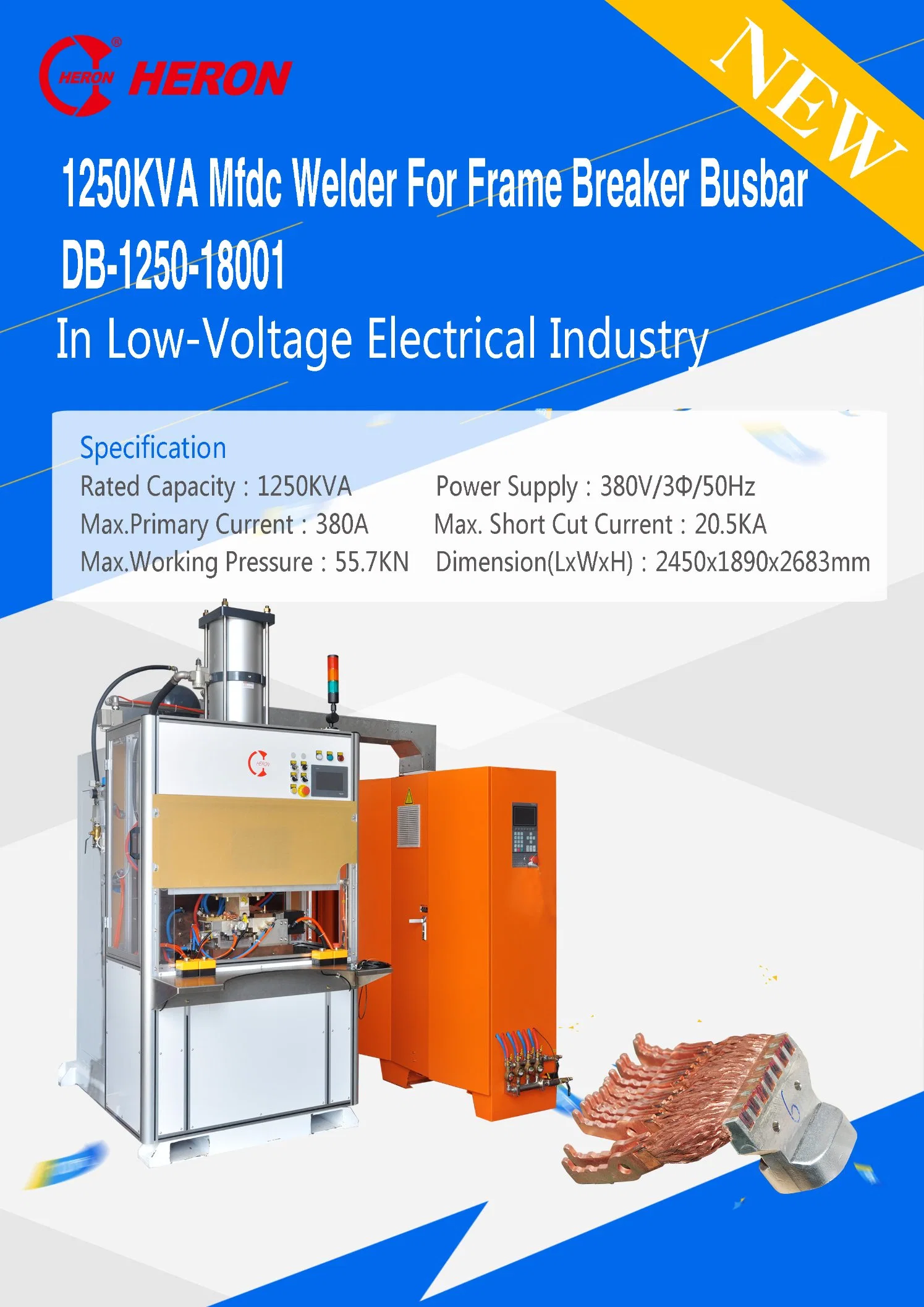 1250KVA MFDC Welder Constant Current Inverter Welding Machine For Frame Breaker Busbar