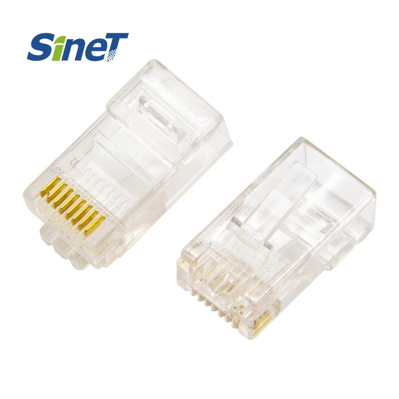 RJ45 Crystal Head Cat5 Cat5e UTP Unshielded Network Connector Gold OEM Male ABS 100PCS Per Bag or Box or Bottle