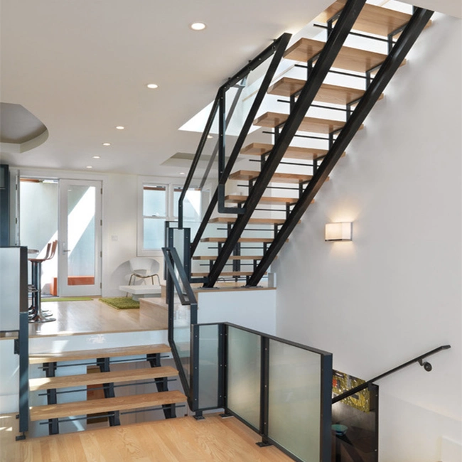 Best Sale Indoors Modern Design Steel Wood Prefabricated Straight Staircase