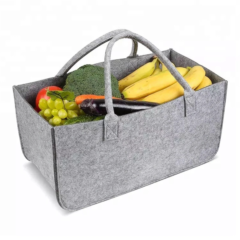 Gray Felt Firewood Basket Firewood Storage Bags Basket Product with Handles