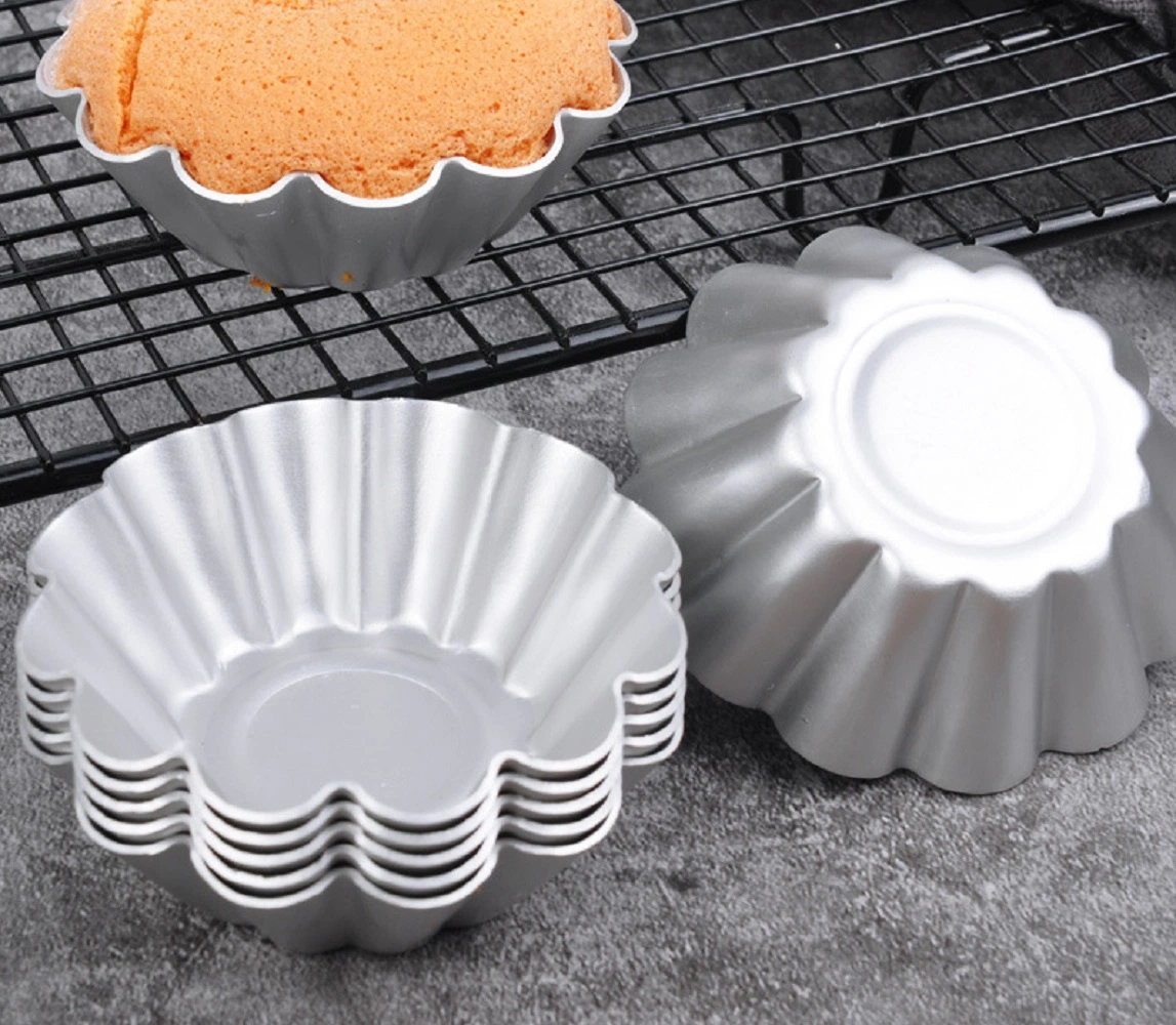 Tartlet Molds Egg Tart Non-Stick Molds Pastry Tools Flower Cookie Tray DIY Dessert Baking Tool Reusable Mini Round Nonstick Tart Pan Wbb17877