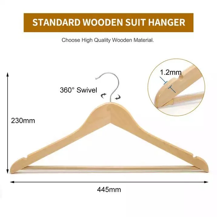 Display and Hotel Wooden Top and Bottom Clothes Hangers for Dress/Shirt/Coat/Suit/Trousers