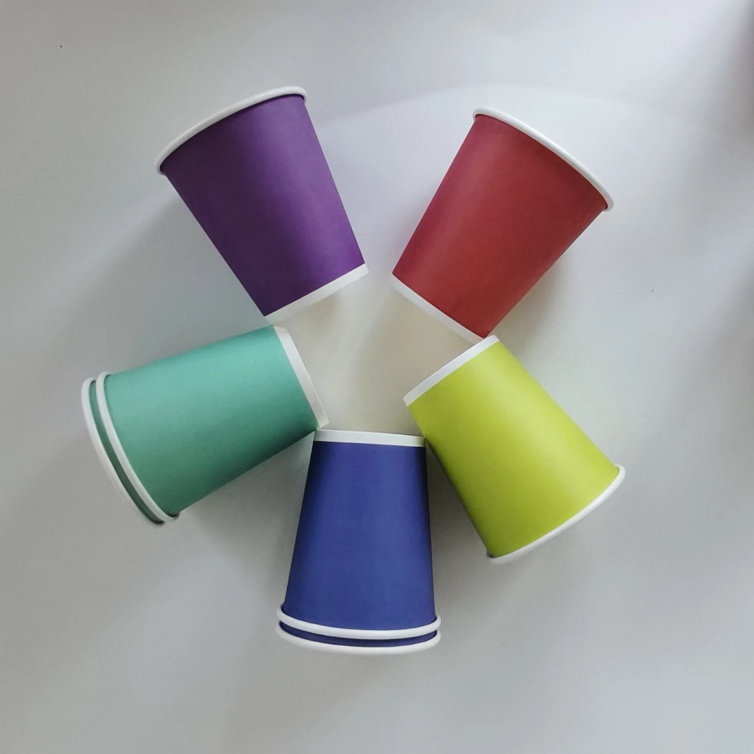 Tasses en papier non plastique jetables à paroi simple ou double Rainbow Color