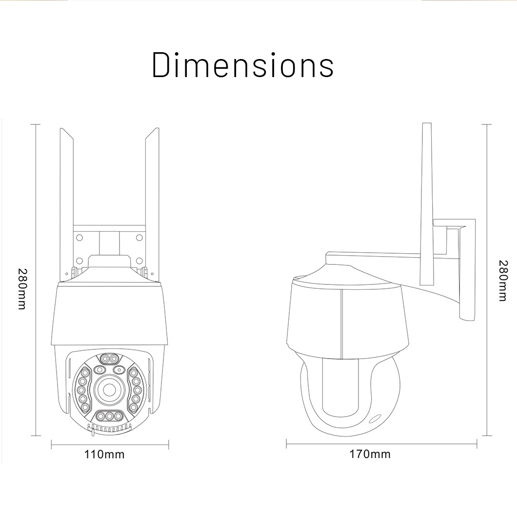 4 Inch 3MP Wired/Wireless IP65 PTZ Security Camera