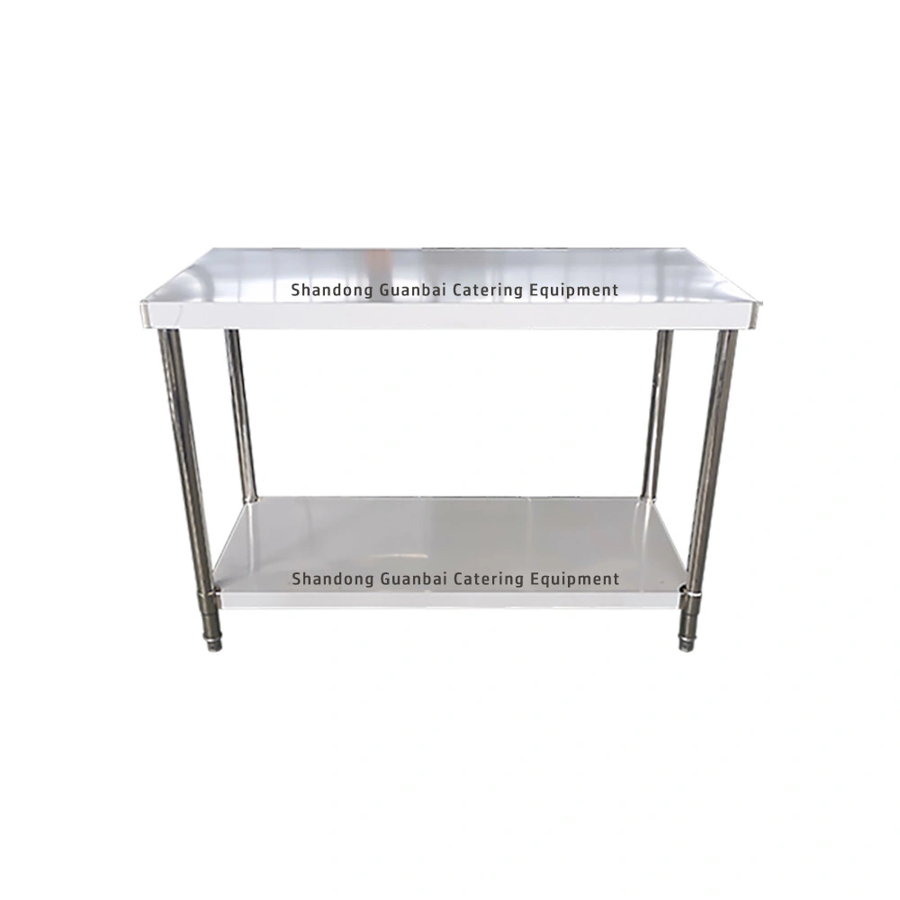 3-tier worktable height adjustable catering workbench four legs stainless steel work table