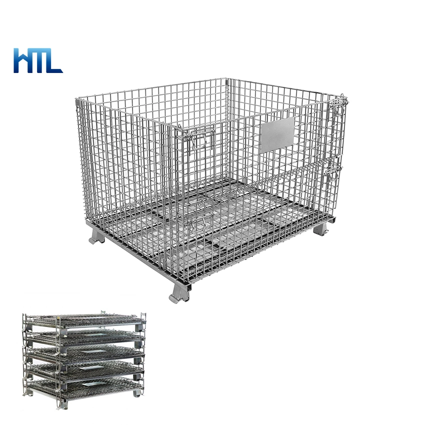 Industrial Storage Auto Parts Collapsible Welded Wire Mesh Container Bin