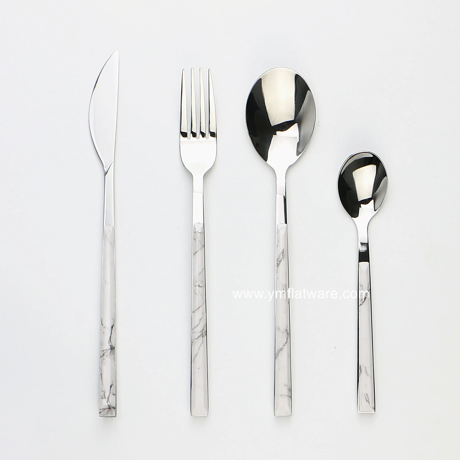 Kitchenware Newest Luxury Stainless Steel Plastic Marble Handle Cutlery Set