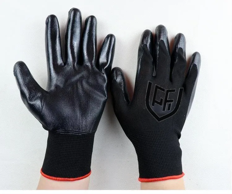 13 Gauge Nylon Knitted Latex Coated Safety Work Gloves Fingertips Reinforced